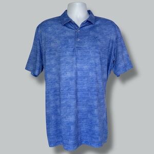 Callaway Opti-Dri Golf Polo Shirt Blue Micro Texture Pattern Size Large Large